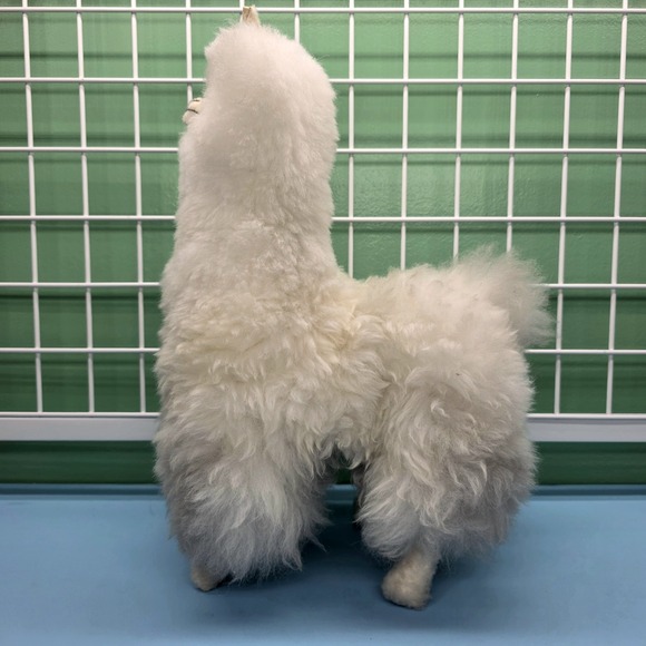 Alpaca Real Fur Plush, White, 14" Tall VERY SOFT Stuffed Animal Llama Figurine - Picture 2 of 9